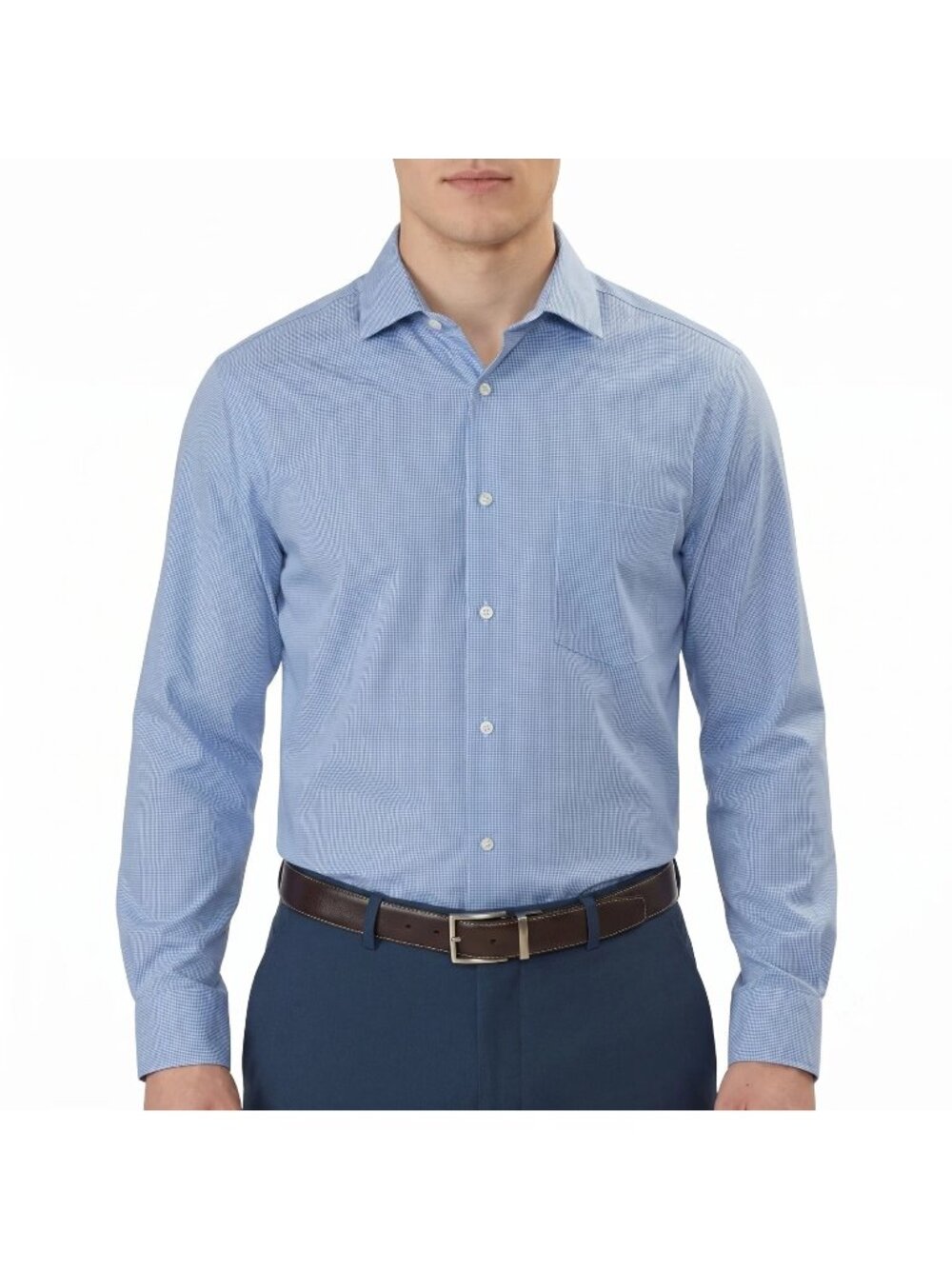 NWT Calvin Klein Men's L Blue Soft Multi-Stretch Dress Shirt Long Sleeve Regular